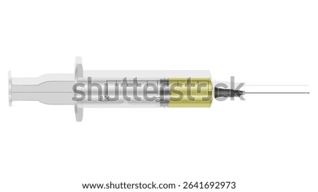 Syringe with needle and liquid Realistic vector