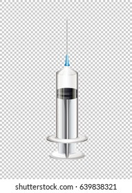 Syringe with needle on transparent background illustration