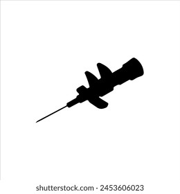 Syringe needle silhouette icon vector illustration isolated on white background
