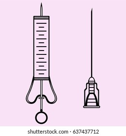 syringe and needle vector silhouette isolated