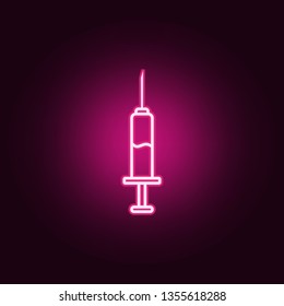 Syringe neon icon. Elements of Blood donation set. Simple icon for websites, web design, mobile app, info graphics