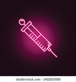 Syringe neon icon. Elements of Medecine set. Simple icon for websites, web design, mobile app, info graphics