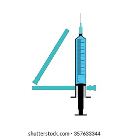 Syringe number "4" isolated on white background, Eps10 vector format