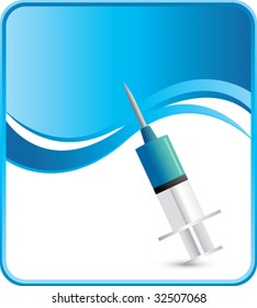 syringe on blue background