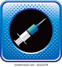 syringe on blue halftone web button