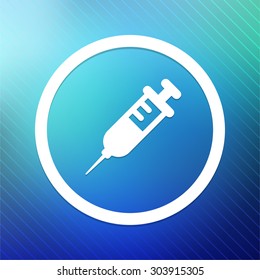 Syringe on Blue Round Button