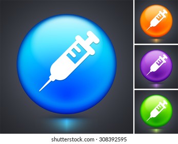 Syringe on Blue Round Button