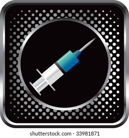 Spritze auf glänzendem Webknopf