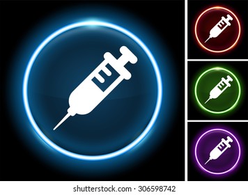 Syringe on Glow Round Button