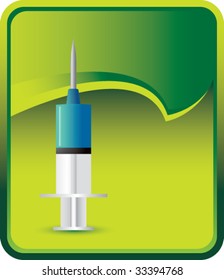 jeringa sobre fondo de rip verde