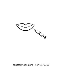 a syringe on the lips icon. Element of anti aging icon for mobile concept and web apps. Thin line a syringe on the lips icon can be used for web and mobile