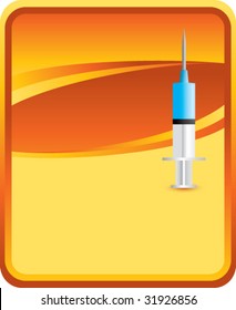 jeringa sobre fondo naranja