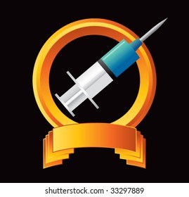 syringe on orange display