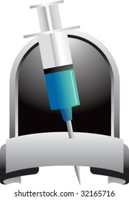 syringe on silver display