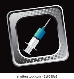 syringe on tilted banner