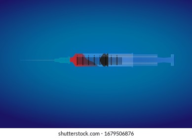 Spritze auf Vektorillustration auf blauem Hintergrund 