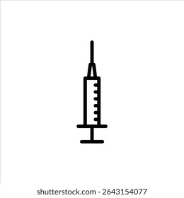 ícone do contorno da seringa. ilustração da linha preta do lixo médico.