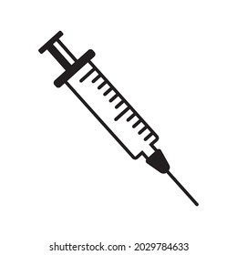 Syringe outline vector icon, black silhouette, medicine sign, injection concept isolated on white background. Health illustration