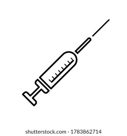 Syringe outline vector icon. Thin line black syringe icon, flat vector simple element illustration from editable education concept.