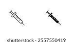 Syringe outlined and solid icon vector collection.