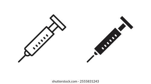 Syringe outlined and solid icon vector collection.