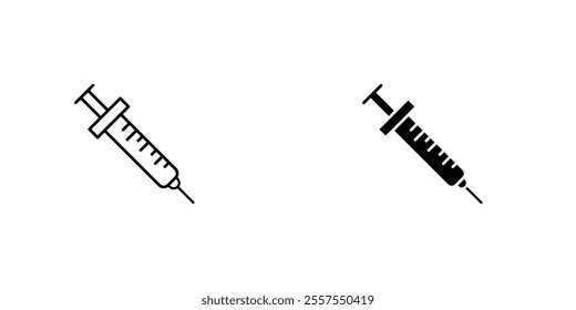 Syringe outlined and solid icon vector collection.