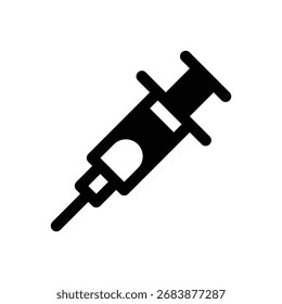 Jeringa. Icono de Vector de trazo delineado con detalles rellenos de negro.