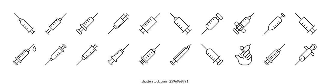 Syringe Pack of Thin Icons. Editable Stroke. Suitable for Web Sites, Books, Cards, Apps 