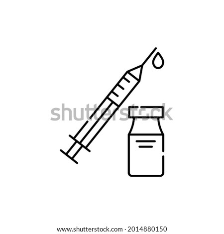 Syringe pen line color icon. Diabetes. Medical equipment concept. Vegan lifestyle. Editable stroke.