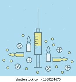Syringe and pills - vector illustration
