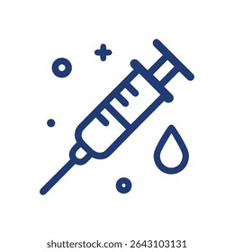 Syringe poised for medical procedure icon. Icon symbol illustration