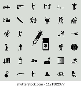 syringe and poison bank icon. Detailed set of Crime icons. Premium quality graphic design sign. One of the collection icons for websites, web design, mobile app on colored background