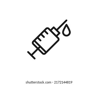 Symbol für die Spritzenprämie Einfaches hochwertiges Piktogramm. Moderne Kontursymbole. Schlagt Vektorgrafik auf weißem Hintergrund. 