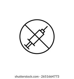 Syringe Prohibition Symbol In Circular Frame Displaying Healthcare Refusal