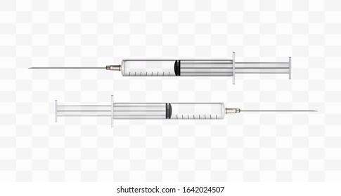 Syringe. Realistic. 3d. Vector stock illustration. Medical syringe on white background. Isolated.