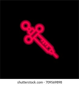Syringe red glowing neon ui ux icon. Glowing sign logo vector