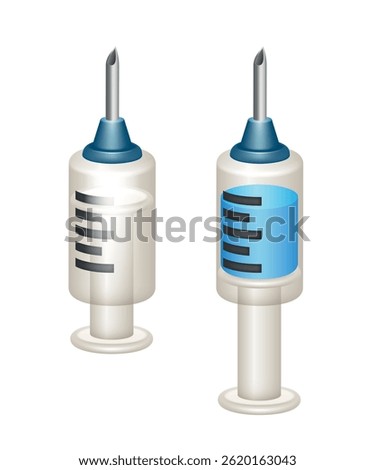 Syringe set. Cartoon 3d syringes isolated on white background.