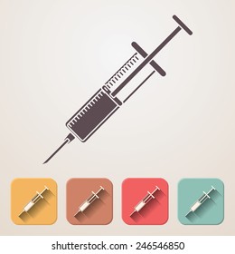 syringe set fading shadow effect color boxes.