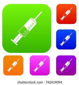 Syringe set icon color in flat style isolated on white. Collection sings vector illustration