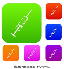 Syringe set icon in different colors isolated vector illustration. Premium collection