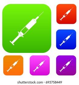 Syringe set icon in different colors isolated vector illustration. Premium collection