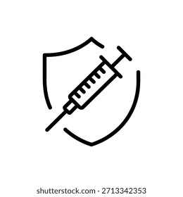 Ícone da seringa e do escudo representando a vacinação e a proteção
