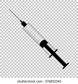 Syringe sign. Flat style icon on transparent background