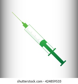 Syringe sign. Green gradient icon