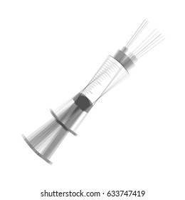 Syringe sign illustration. Vector. Gray icon shaked at white background.