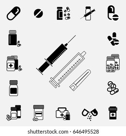 Syringe simple black Icon or Illustration Isolated