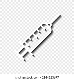 Syringe simple icon. Flat desing. White with shadow on transparent grid.ai