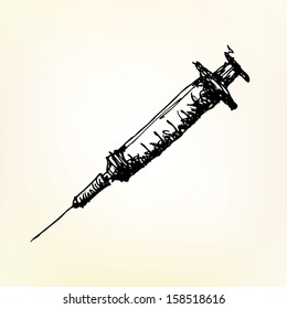 syringe sketch vector