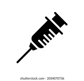 Syringe small illustration. Simple vector illustration of a vaccine. Idea of vaccine injection for protection from disease. Medical treatment and healthcare. Black syringe. Vector flat icon.