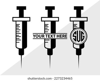 Syringe SVG Monograma Ilustración de vectores Silhouette